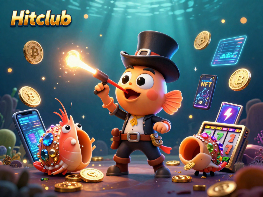 Hitclub gamblers dive into action with a 3D anglerfish and treasures surrounding them.