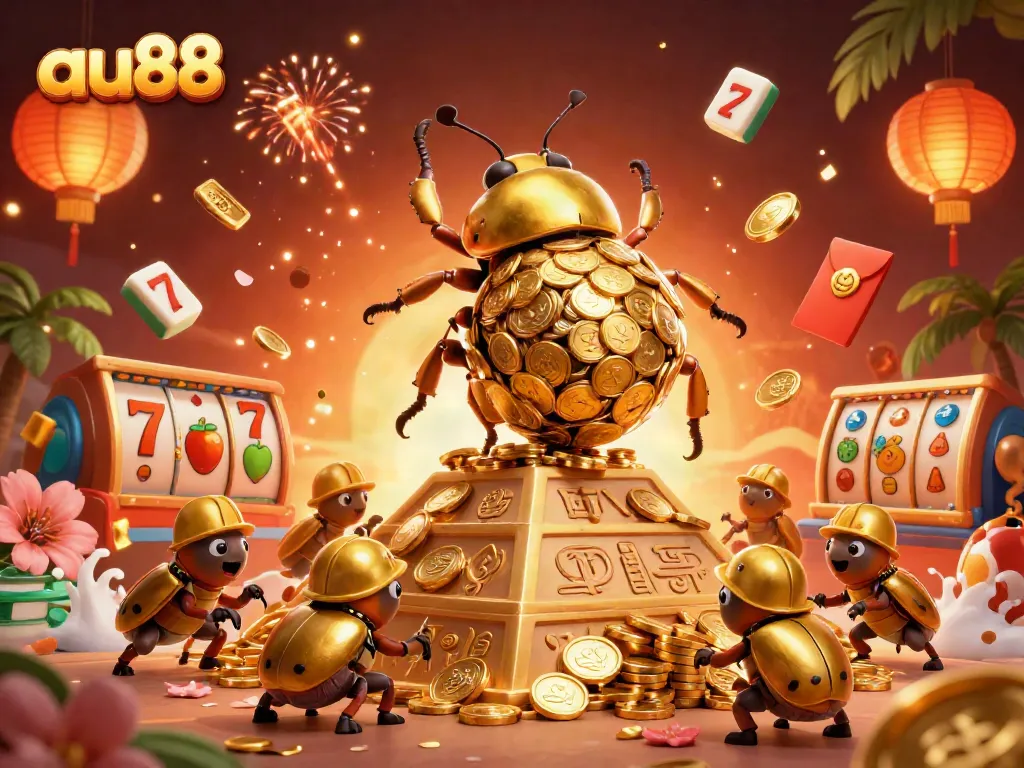 Enjoy thrilling gaming experiences at au88 with fabulous golden beetles and vibrant casino symbols.