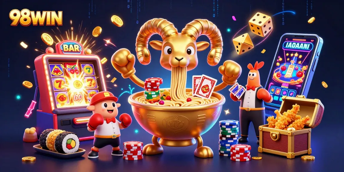 Experience exhilarating wins at 98WIN with charismatic characters in a lively casino scene.