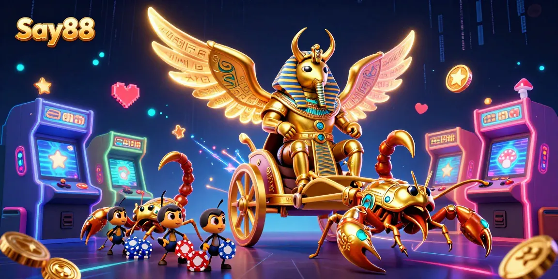 Engage in thrilling adventures with Say88 at this vibrant and captivating casino illustration.
