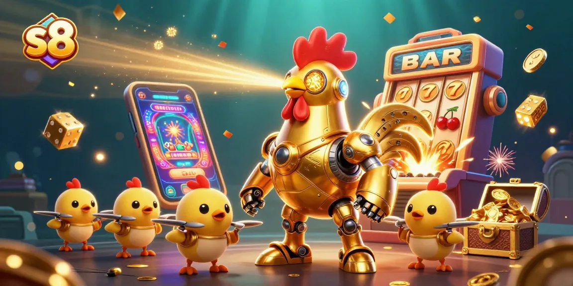 S8 offers thrilling online gaming experiences with a golden rooster robot battling for jackpots!