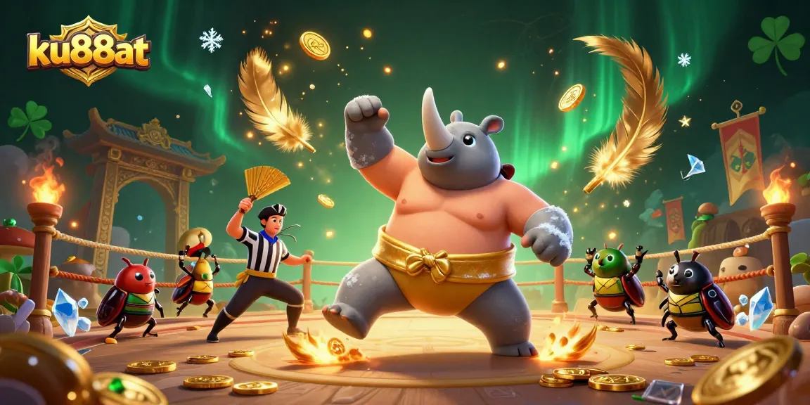 ku88at features a dynamic sumo beetle champion in a thrilling casino scene of action and excitement.