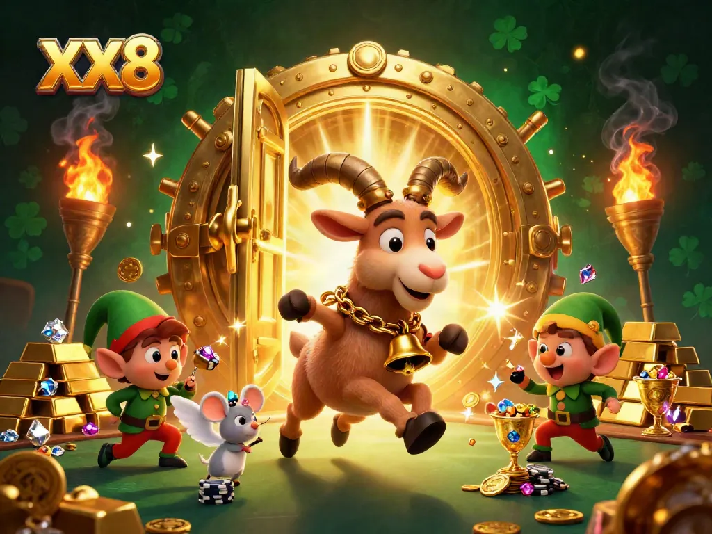 Experience the excitement of XX8 with 3D cartoon characters in a vibrant casino scene.