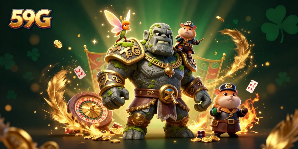 Engage in thrilling gameplay at 59G with exciting roulette, golem, and magical fairies amidst a vibrant casino