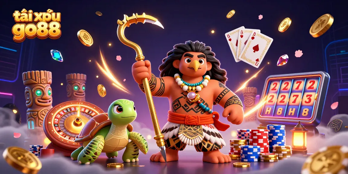 Experience excitement with tài xỉu go88 in this vibrant casino-themed digital illustration.