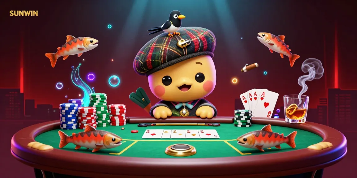 SUNWIN invites players to enjoy an exciting poker atmosphere with interactive elements in a colorful casino scene.