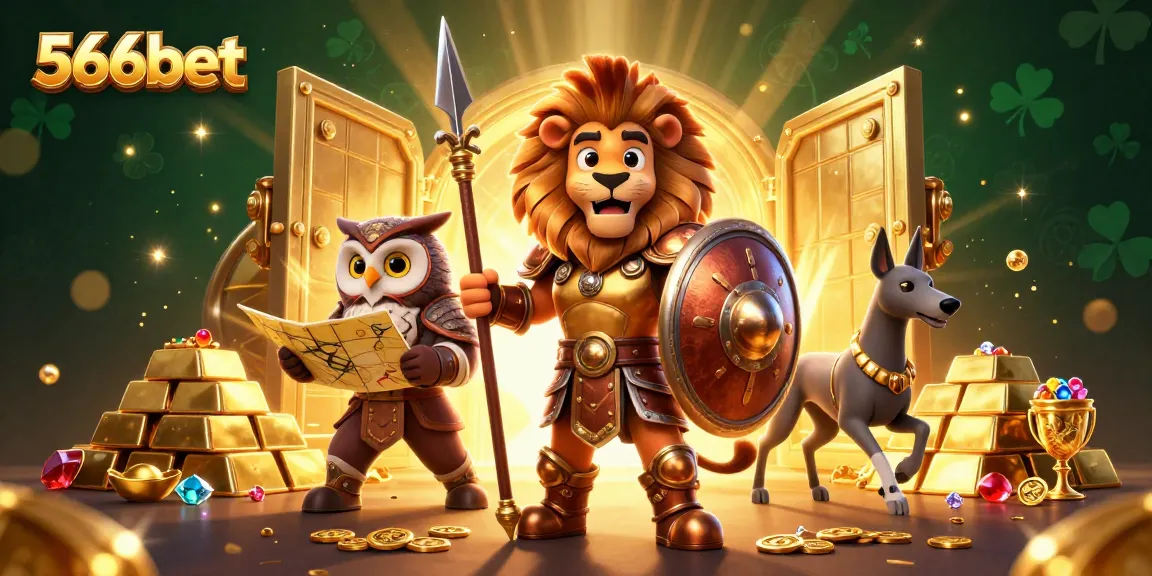Engage with 566bet's thrilling casino experience featuring 3D characters and dazzling treasures.