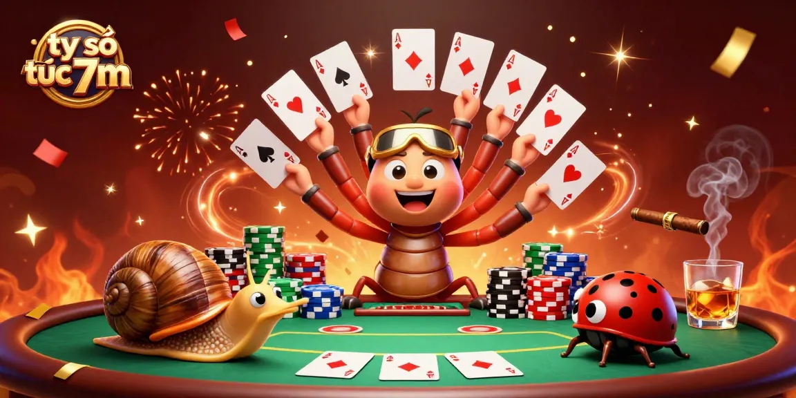 Engage with tỷ số trực tuyến 7m while enjoying a lively poker scene with cartoon characters and vibrant gameplay.
