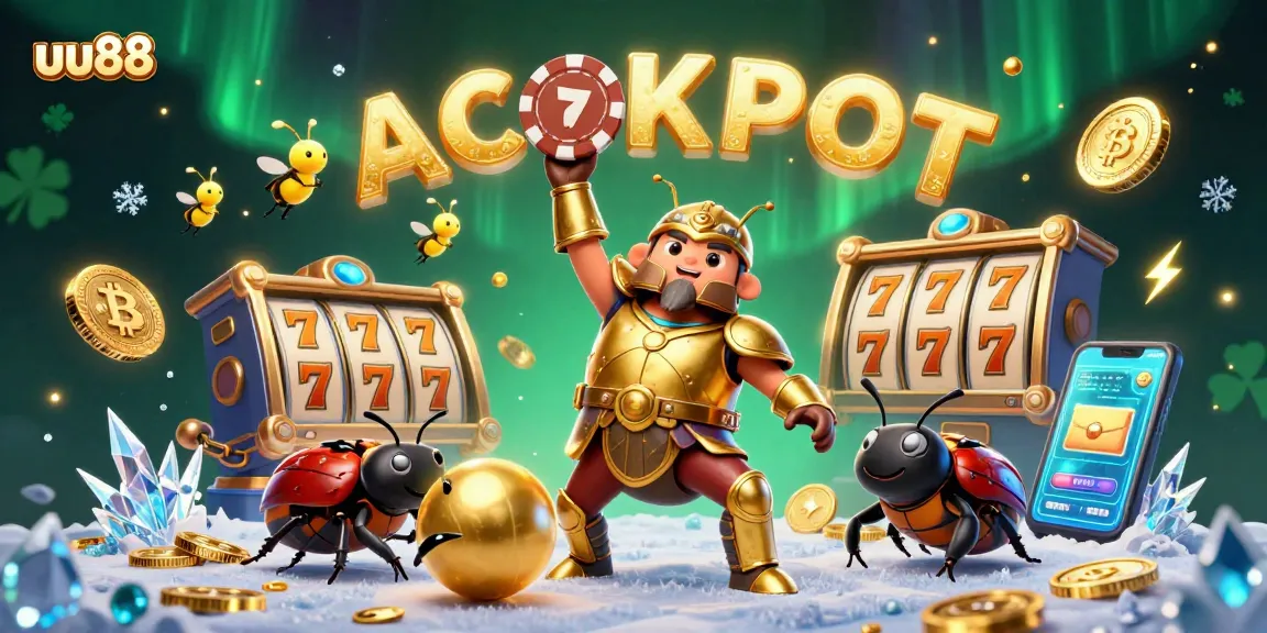 uu88 triumphantly showcases a hercules beetle lifting a poker chip in a dynamic casino scene.