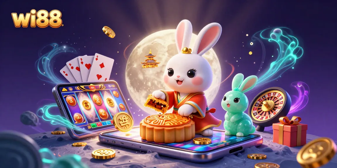 Experience thrilling gaming with wi88 featuring a moon rabbit and vibrant casino elements.