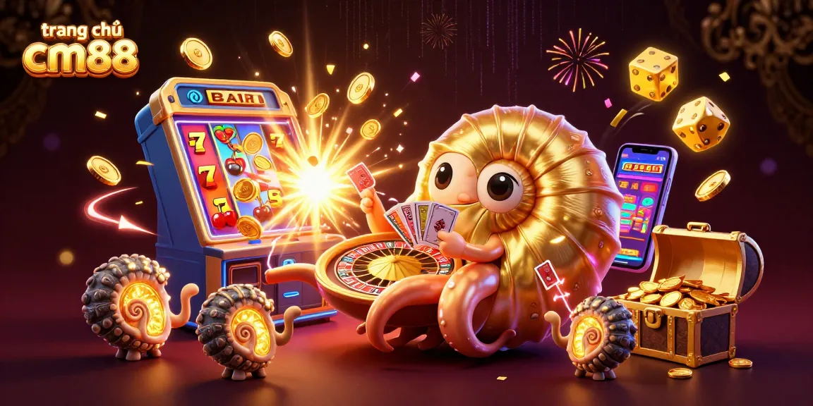 Experience the excitement of trang chủ cm88 with a vibrant 3D casino scene featuring a golden roulette wheel and bursting jackpot.