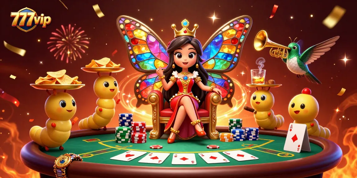 Win big at 777vip with colorful casino elements including poker and chips.
