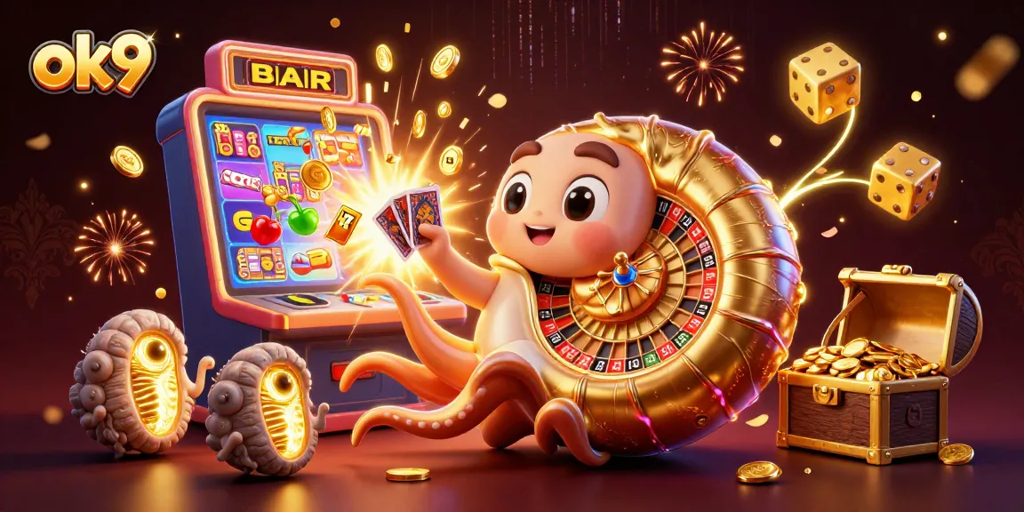 Experience thrilling gameplay at ok9, featuring a giant nautilus roulette wheel and bursting slots.