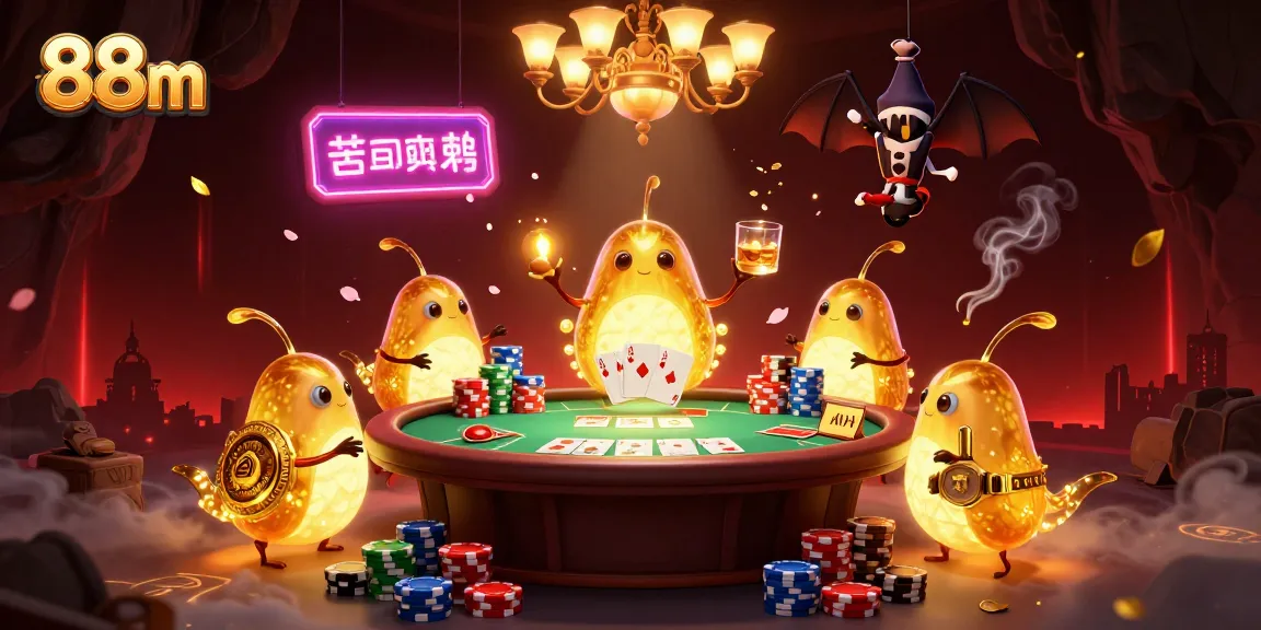 Win big at 88m casino with vibrant glowworms lighting the poker table and enchanting scene.