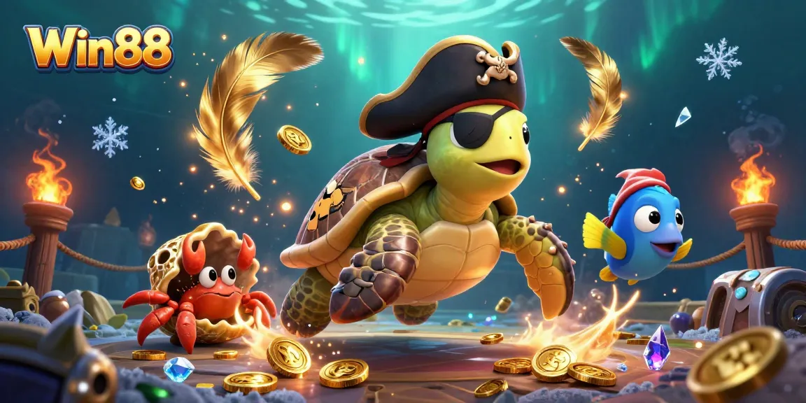 Win88 pirates spin to victory with energetic elements, sunken treasures, and vibrant colors.