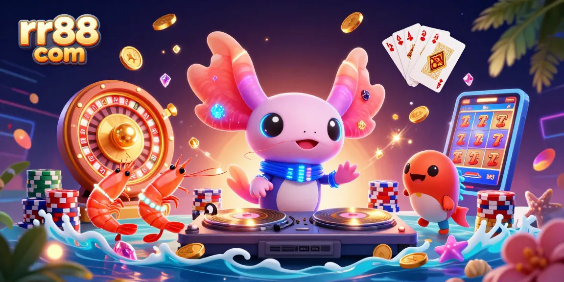 Play and win at rr88 com with vibrant casino characters and dynamic gaming elements in a thrilling 3D scene.