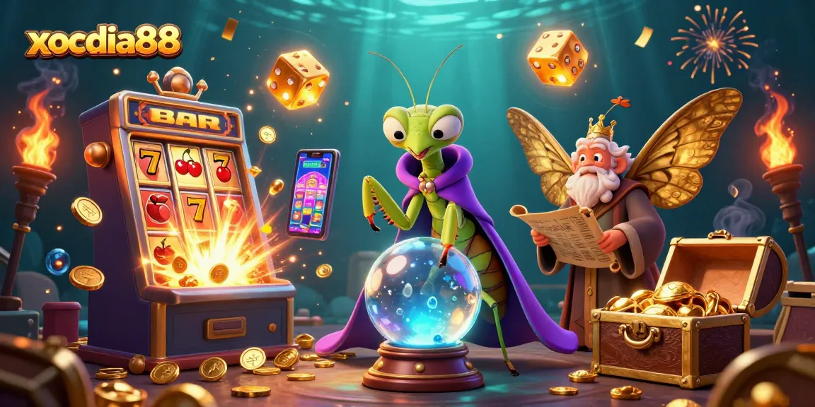 xocdia88 fortune teller reveals a winning jackpot amidst vibrant casino elements.
