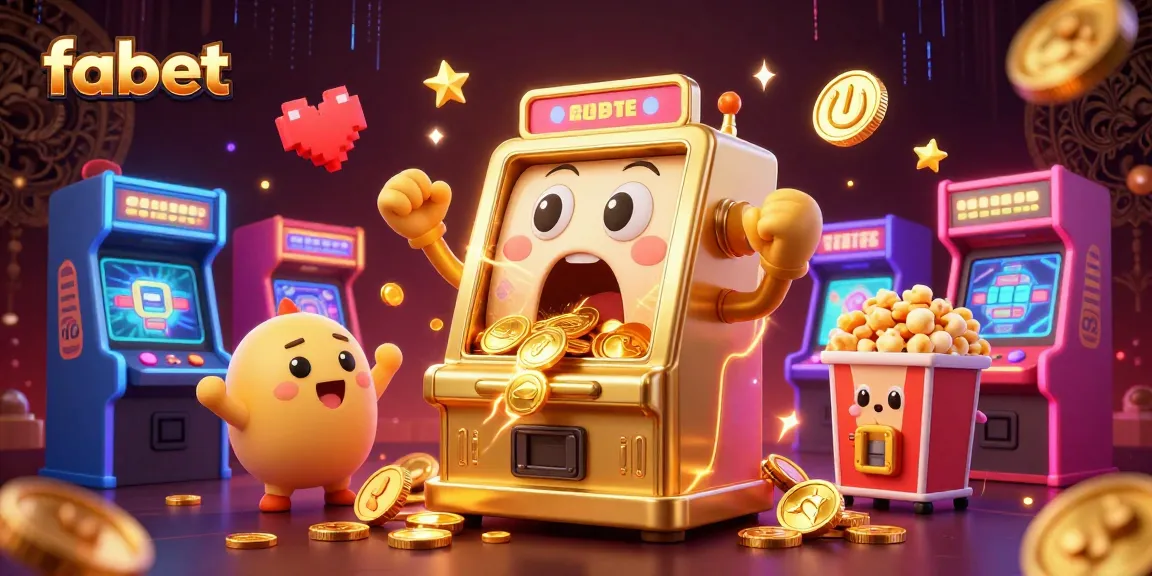 Watch fabet's animated slot machine celebrating a jackpot with coins flying everywhere.