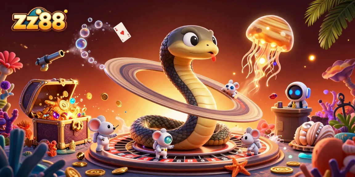 Experience the excitement of zx88 casino with our vibrant 3D illustration showcasing the galaxy's roulette and astronaut mice placing bets.