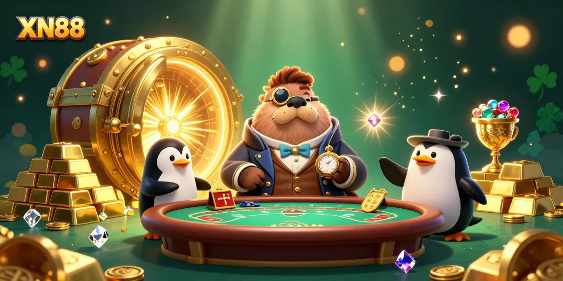 Enjoy exciting poker moments at XN88 with a whimsical underwater scene featuring a bluffing pufferfish.