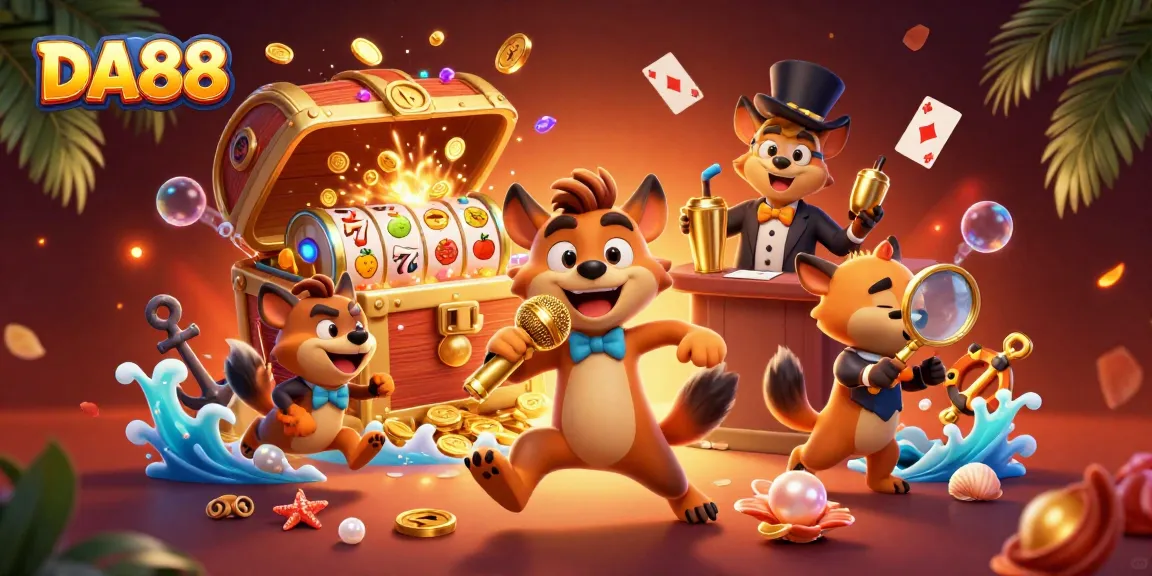 Experience the fun at DA88 with a vibrant casino scene featuring hyenas in comedy roles.