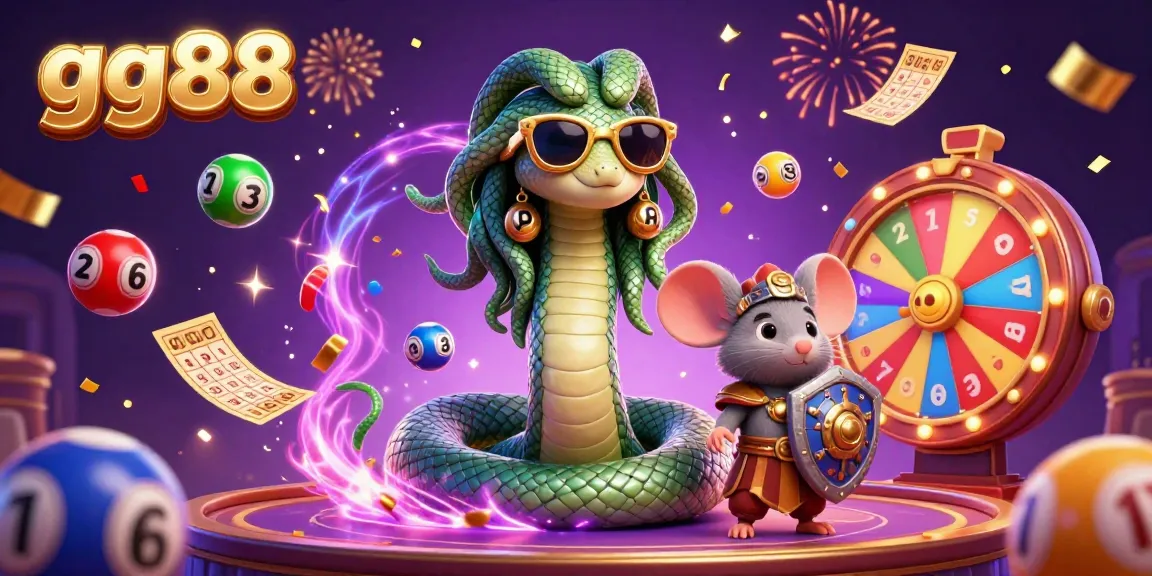 Experience exciting gaming at gg88 with vibrant lottery elements and casino characters.