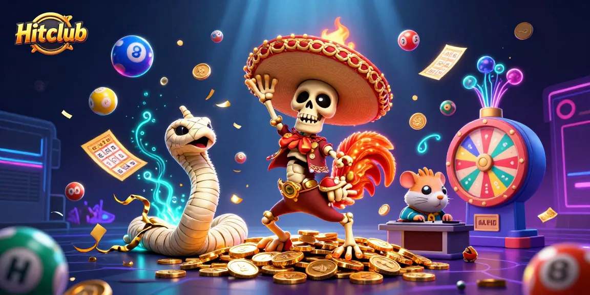 Experience the thrill at Hitclub with a vibrant, dynamic casino scene filled with playful characters and exciting elements.
