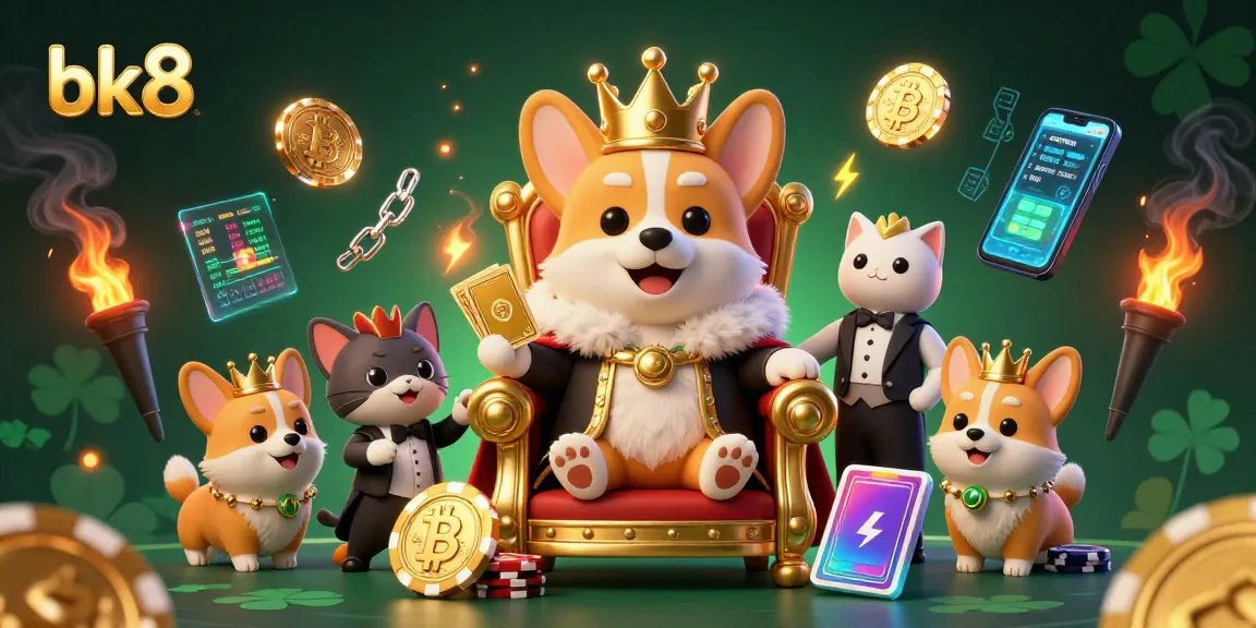 Experience the thrilling world of bk8 as corgis and currency come alive in this vibrant casino scene.