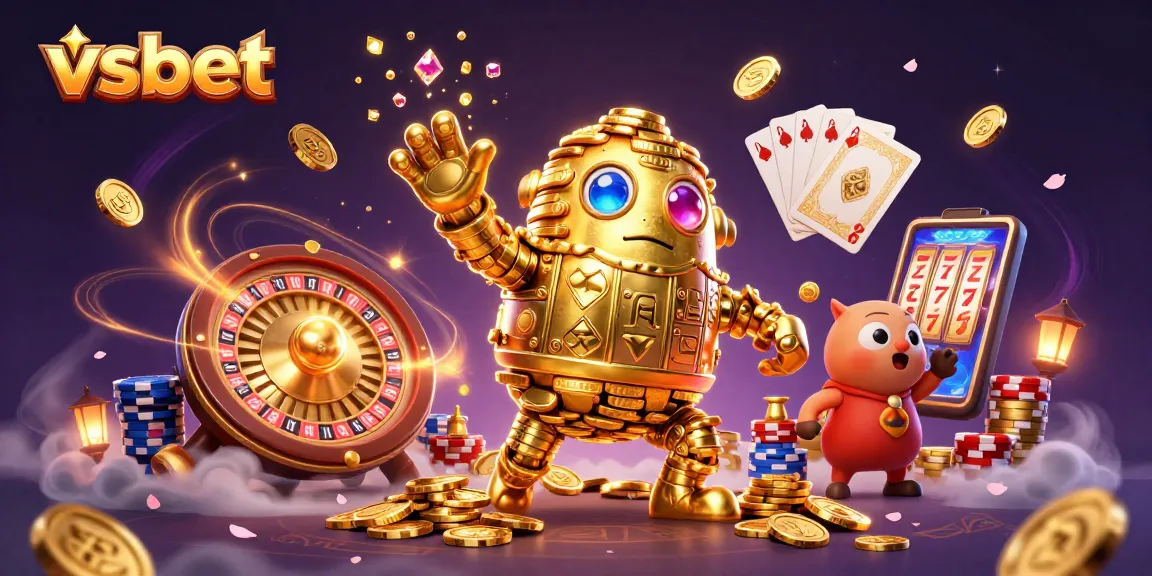 Spin the reels at VSBET with a golden golem guarding cascading coins and jackpots.